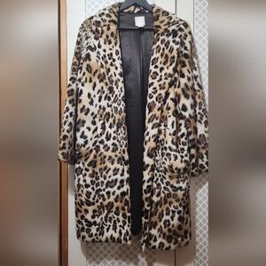 H&M faux fur leapord coat
